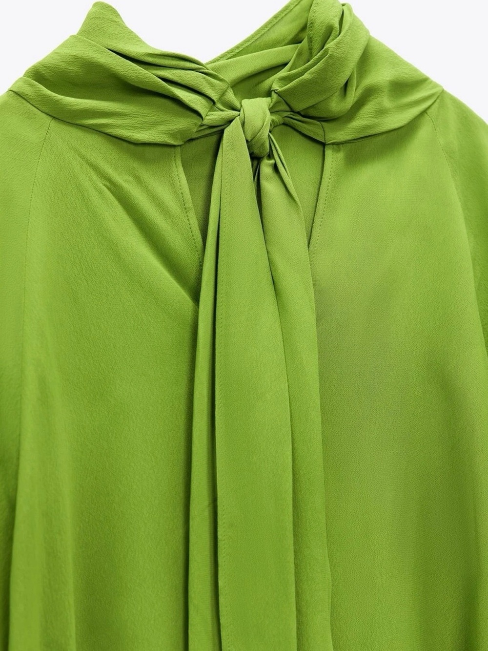 Zara Bright Lime Green Chic Contemporary Balloon-Sleeve Blouse Women’s Medium - Picture 3 of 12